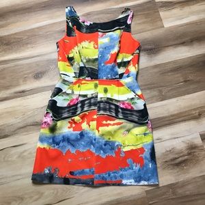 MILLY Of New York Boatneck Abstract Pattern Work Office Dress Size 8